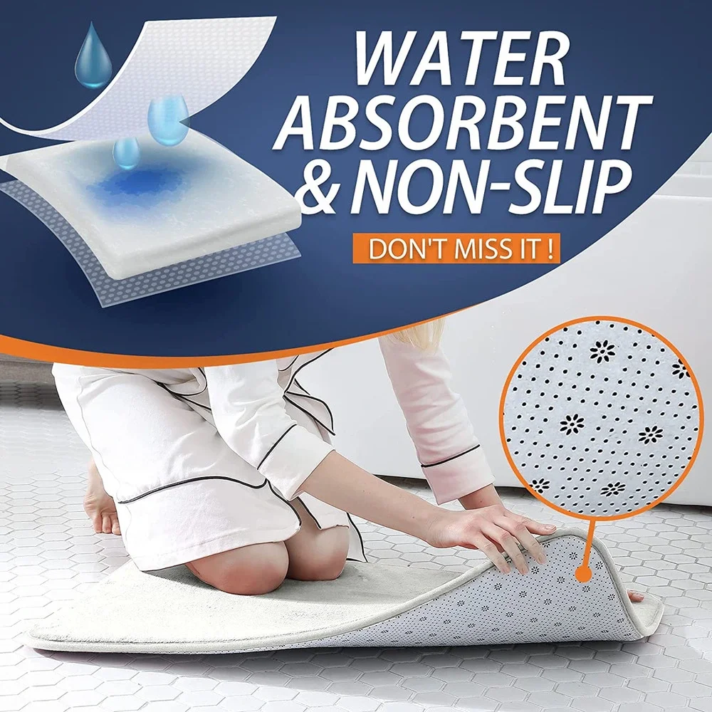 Walensee Extra Thick Memory Foam Bath Rug 24x48 Ivory Non-Slip Plush Mat